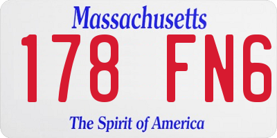 MA license plate 178FN6