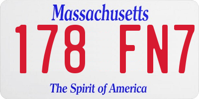 MA license plate 178FN7