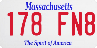 MA license plate 178FN8