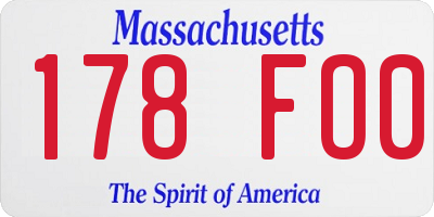 MA license plate 178FO0