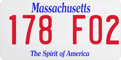 MA license plate 178FO2