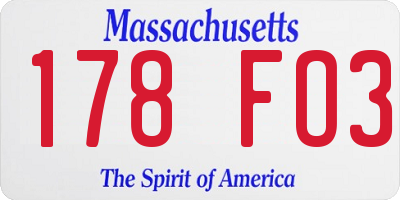 MA license plate 178FO3