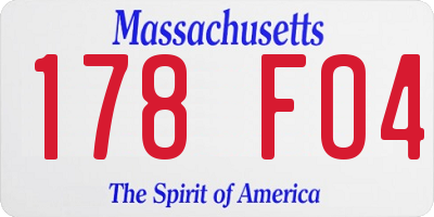MA license plate 178FO4