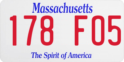 MA license plate 178FO5