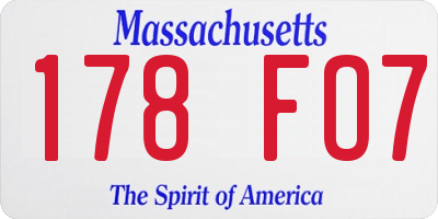 MA license plate 178FO7