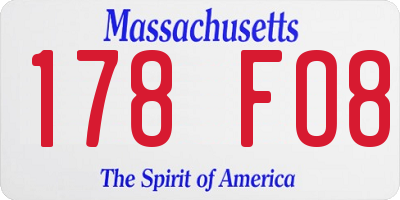MA license plate 178FO8