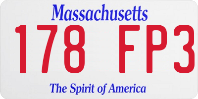 MA license plate 178FP3