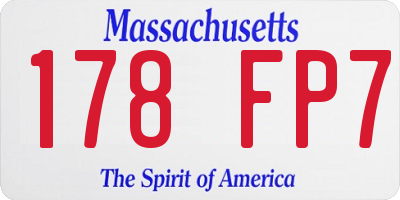 MA license plate 178FP7