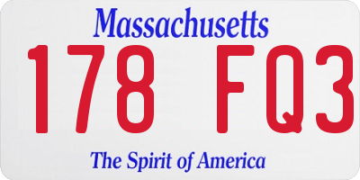 MA license plate 178FQ3