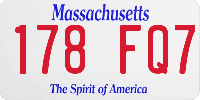 MA license plate 178FQ7