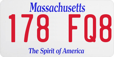 MA license plate 178FQ8