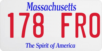 MA license plate 178FR0