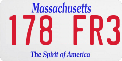 MA license plate 178FR3