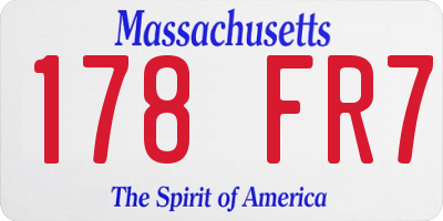 MA license plate 178FR7