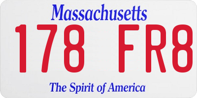 MA license plate 178FR8