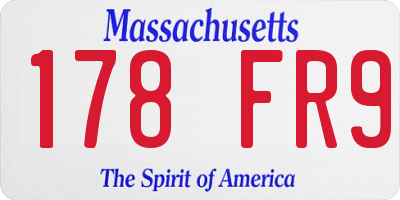 MA license plate 178FR9
