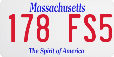 MA license plate 178FS5