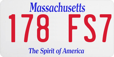 MA license plate 178FS7