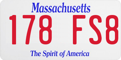 MA license plate 178FS8