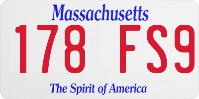 MA license plate 178FS9