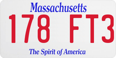 MA license plate 178FT3