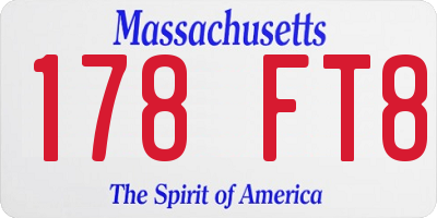 MA license plate 178FT8