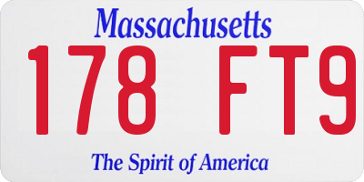 MA license plate 178FT9