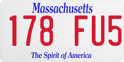 MA license plate 178FU5
