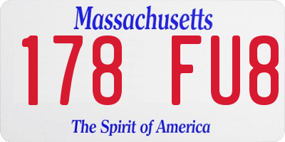 MA license plate 178FU8