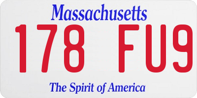 MA license plate 178FU9