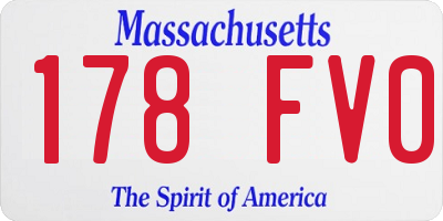 MA license plate 178FV0