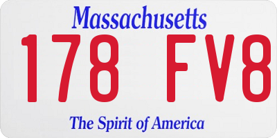 MA license plate 178FV8