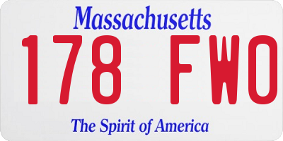 MA license plate 178FW0