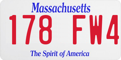 MA license plate 178FW4