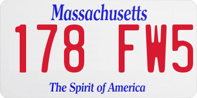 MA license plate 178FW5