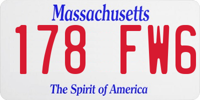 MA license plate 178FW6