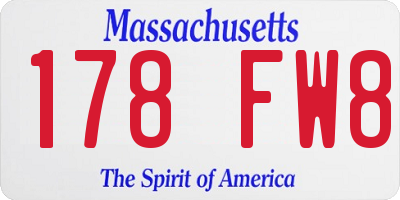 MA license plate 178FW8