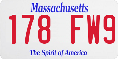 MA license plate 178FW9