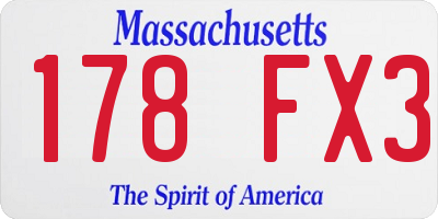 MA license plate 178FX3