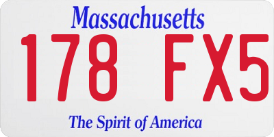 MA license plate 178FX5