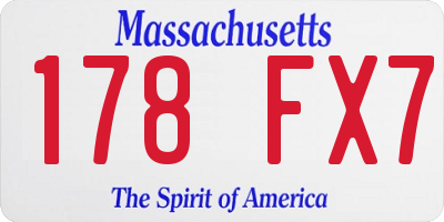 MA license plate 178FX7