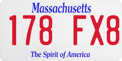 MA license plate 178FX8