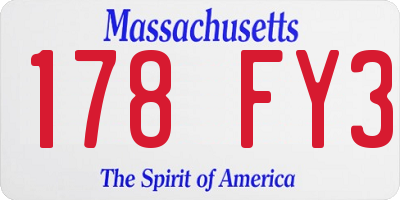 MA license plate 178FY3
