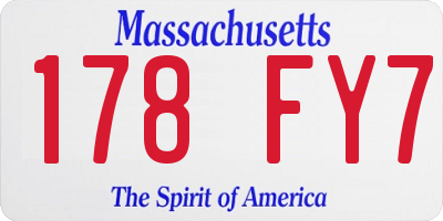MA license plate 178FY7