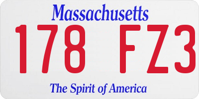 MA license plate 178FZ3