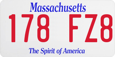 MA license plate 178FZ8