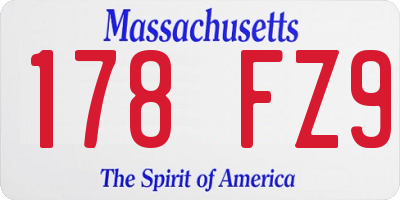 MA license plate 178FZ9