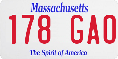 MA license plate 178GA0