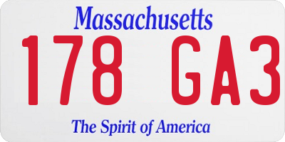 MA license plate 178GA3