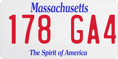 MA license plate 178GA4